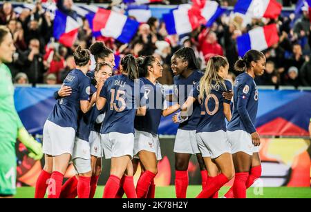 A BORDEAUX / AU MATMUT ATLANTIQUE / FOOTBALL FÉMININ / CHAMPIONNAT EUROPÉEN DE FEMMES 2021 / FRANCE / SERBIE / - 2019/11/09. Femme football Fnrace - Serbie Banque D'Images