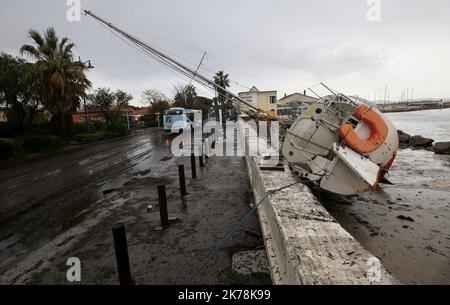 Séquelles de violentes pluies et d'inondations dans le sud-est de la France, 24 novembre 2019. Banque D'Images