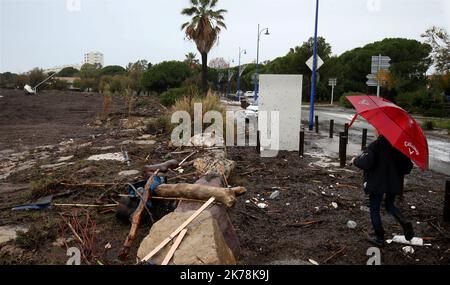 Séquelles de violentes pluies et d'inondations dans le sud-est de la France, 24 novembre 2019. Banque D'Images