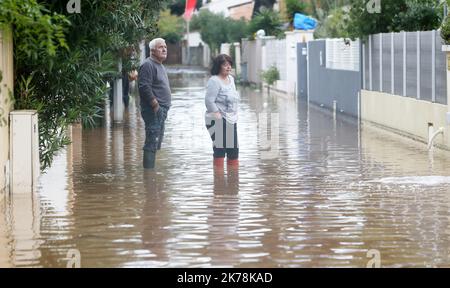 Séquelles de violentes pluies et d'inondations dans le sud-est de la France, 24 novembre 2019. Banque D'Images