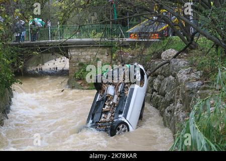 Séquelles des pluies violentes et des inondations à Biot, sud-est de la France, 24 novembre 2019 Banque D'Images