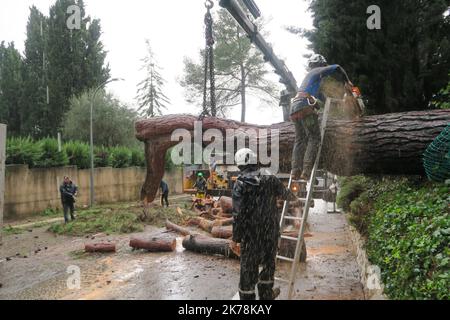 Séquelles des pluies violentes et des inondations à Biot, sud-est de la France, 24 novembre 2019 Banque D'Images