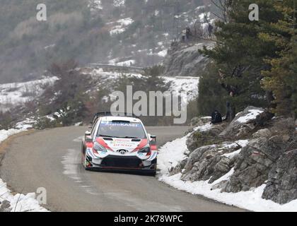 Team Ogier lors de la course de Monte Carlo Rally 2020 à St-Clément-sur-Durance le vendredi 24 janvier 2020. Banque D'Images