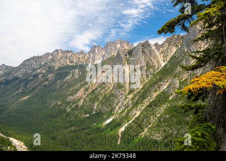 Photographie prise de la vue sur le col de Washington, forêt nationale de Wenatchee, Washington, États-Unis. Banque D'Images