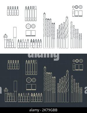 Illustration vectorielle stylisée de modèles d'outils à main Illustration de Vecteur