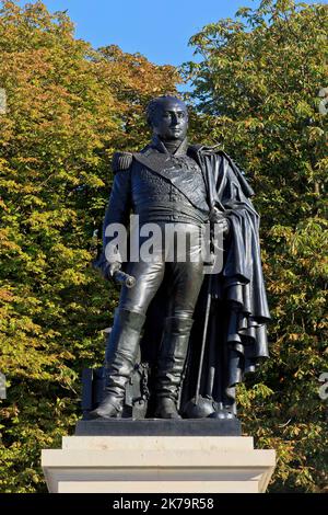 Monument à Jean-Baptiste Drouet, Comte d'Erlon (1765-1844), Maréchal de France pendant les guerres napoléoniennes, à Reims (Marne), France Banque D'Images