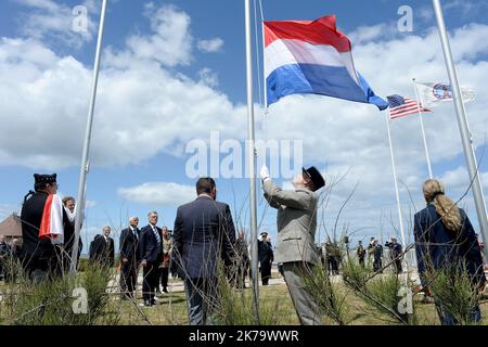 76th anniversaire des débarquements du jour J et de la bataille de Normandie ce samedi, 6 juin 2020, à Vierville-sur-Mer (Calvados), avec un public restreint en raison du coronavirus Covid-19 Banque D'Images