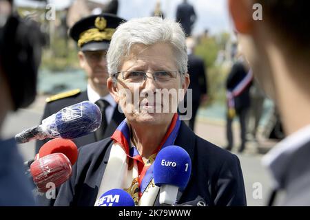 76th anniversaire des débarquements du jour J et de la bataille de Normandie ce samedi, 6 juin 2020, à Vierville-sur-Mer (Calvados), avec un public restreint en raison du coronavirus Covid-19 Banque D'Images