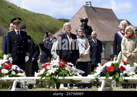 76th anniversaire des débarquements du jour J et de la bataille de Normandie ce samedi, 6 juin 2020, à Vierville-sur-Mer (Calvados), avec un public restreint en raison du coronavirus Covid-19 Banque D'Images