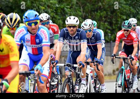 ©PHOTOPQR/LE TÉLÉGRAMME/NICOLAS CREACH ; ; ; 26/08/2020 ; PHOTO NICOLAS CREACH / LE TÉLÉGRAMME.cyclisme Plouay ( 56 ) LE 26082020 Championnat d'Europe Elite homme Olivier le GAC ( France ) au milieu de l'image - Championnat européen de cyclisme à Plouay, France, 26 août 2020. Banque D'Images