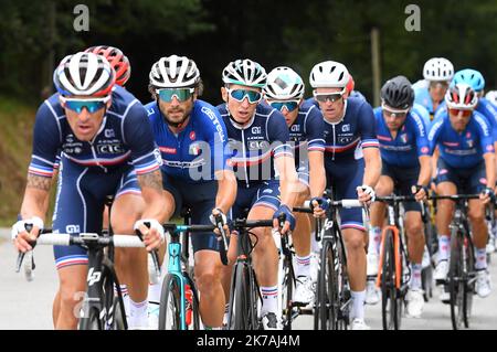 ©PHOTOPQR/LE TÉLÉGRAMME/NICOLAS CREACH ; ; ; 26/08/2020 ; PHOTO NICOLAS CREACH / LE TÉLÉGRAMME.cyclisme Plouay ( 56 ) LE 26082020 Championnat d'Europe Elite homme Cyril Gautier ( France ) au milieu de l'image - Championnats d'Europe du cyclisme à Plouay, France, 26 août 2020. Banque D'Images