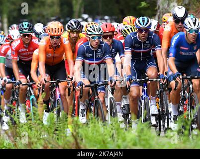 ©PHOTOPQR/LE TÉLÉGRAMME/NICOLAS CREACH ; ; ; 26/08/2020 ; PHOTO NICOLAS CREACH / LE TÉLÉGRAMME.cyclisme Plouay ( 56 ) LE 26082020 Championnat d'Europe Elite homme Cyril Gautier ( France ) au milieu de l'image - Championnats d'Europe du cyclisme à Plouay, France, 26 août 2020. Banque D'Images