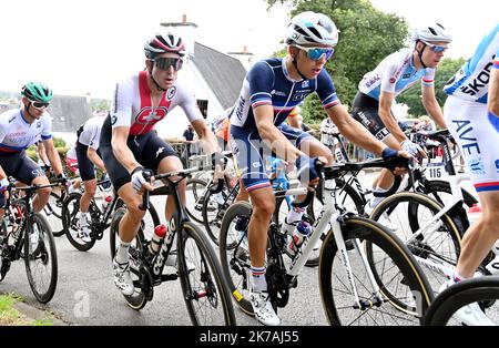 ©PHOTOPQR/LE TÉLÉGRAMME/NICOLAS CREACH ; ; ; 26/08/2020 ; PHOTO NICOLAS CREACH / LE TÉLÉGRAMME.cyclisme Plouay ( 56 ) LE 26082020 Championnat d'Europe Elite homme Benoit Cosnefroy ( France ) - Championnat européen de cyclisme à Plouay, France Banque D'Images