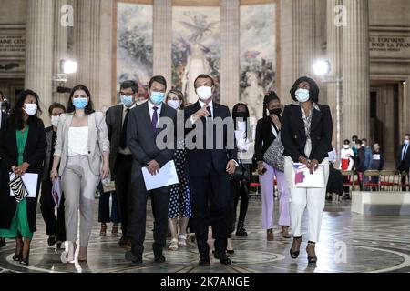 @ Pool/ Stephane Lemouton/Maxppp, France, paris, 2020/09/04 le Président français Emmanuel Macron lors d'une cérémonie pour célébrer le 150th anniversaire de la proclamation de la troisième République française au Panthéon, à Paris sur 4 septembre 2020 Banque D'Images