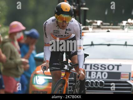 ©Laurent Lairys/MAXPPP - Pello Bilbao de Bahreïn - Mc Laren pendant le Tour de France 2020, course cycliste 20, Time Trial, Lure - la Planche des belles filles (36,2 km) sur 19 septembre 2020 à Plancher-les-Mines, France - photo Laurent Lairys / MAXPPP Banque D'Images