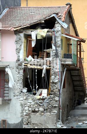 ©PHOTOPQR/NICE MATIN/Jean François Ottonello ; Vallée de la Roya ; 04/10/2020 ; OTTONELLO JEAN-FRANÇOIS - dimande 4 octobre 2020, vallée de la Roya - Fontan - TEMPÊTE ALEX ROYA APRÈS OCT 4 2020 Banque D'Images