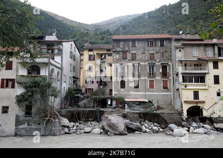 ©PHOTOPQR/NICE MATIN/Jean François Ottonello ; Vallée de la Roya ; 04/10/2020 ; OTTONELLO JEAN-FRANÇOIS - dimande 4 octobre 2020, vallée de la Roya - Fontan - TEMPÊTE ALEX ROYA APRÈS OCT 4 2020 Banque D'Images