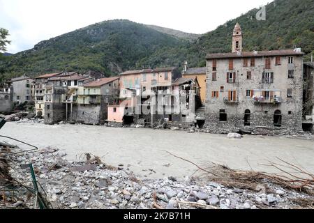 ©PHOTOPQR/NICE MATIN/Jean François Ottonello ; Vallée de la Roya ; 04/10/2020 ; OTTONELLO JEAN-FRANÇOIS - dimande 4 octobre 2020, vallée de la Roya - Fontan - TEMPÊTE ALEX ROYA APRÈS OCT 4 2020 Banque D'Images