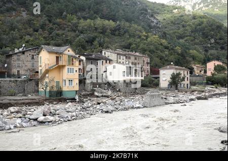 ©PHOTOPQR/NICE MATIN/Jean François Ottonello ; Vallée de la Roya ; 04/10/2020 ; OTTONELLO JEAN-FRANÇOIS - dimande 4 octobre 2020, vallée de la Roya - Fontan - TEMPÊTE ALEX ROYA APRÈS OCT 4 2020 Banque D'Images