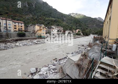 ©PHOTOPQR/NICE MATIN/Jean François Ottonello ; Vallée de la Roya ; 04/10/2020 ; OTTONELLO JEAN-FRANÇOIS - dimande 4 octobre 2020, vallée de la Roya - Fontan - TEMPÊTE ALEX ROYA APRÈS OCT 4 2020 Banque D'Images