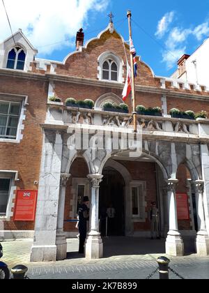 Palais du Gouverneur, sur le rocher de Gibraltar à l'entrée de la Mer Méditerranée Banque D'Images