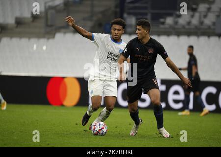 ©PHOTOPQR/LA PROVENCE/SPEICH Frédéric ; Marseille ; 27/10/2020 ; football : Ligue des Champions de l'UEFA Groupe C 2E compagnon ( Ligue des Champions ) Match Olympique de Marseille OM - Manchester City au Stade Velodrome Banque D'Images