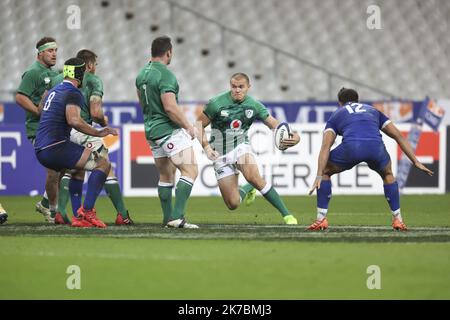 ©Sébastien Muylaert/MAXPPP - Jacob Stockdale d'Irlande lors du match Guinness des six Nations entre la France et l'Irlande au Stade de France à Paris, France. 31.10.2020 Banque D'Images