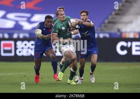 ©Sébastien Muylaert/MAXPPP - Jacob Stockdale d'Irlande lors du match Guinness des six Nations entre la France et l'Irlande au Stade de France à Paris, France. 31.10.2020 Banque D'Images