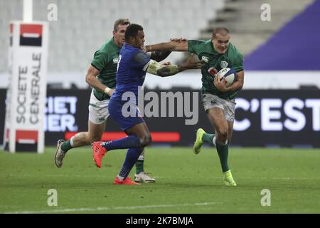 ©Sébastien Muylaert/MAXPPP - Jacob Stockdale d'Irlande lors du match Guinness des six Nations entre la France et l'Irlande au Stade de France à Paris, France. 31.10.2020 Banque D'Images