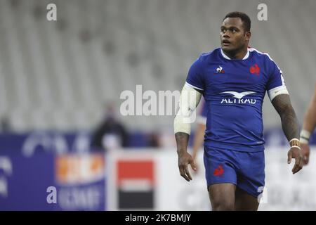 ©Sébastien Muylaert/MAXPPP - Virimi Vakatawa de France réagit lors du match des six nations Guinness entre la France et l'Irlande au Stade de France à Paris, France. 31.10.2020 Banque D'Images