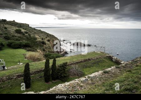 ©PHOTOPQR/l'INDÉPENDANT/Nicolas parent ; Collioure ; 08/12/2020 ; visite du Centre National Entraination Commando (CNEC), 1er régiment Choc au fort Miradou à Collioure. - 2020/12/08. COLLIOURE - visite du Centre national d'entraînement du Commando (CNEC), 1st Shock Regiment à fort Miradou. Banque D'Images