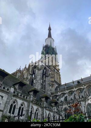 ©Julian Letouq / le Pictorium / MAXPPP - Julian Letouq / le Pictorium - 12/12/2020 - France / Normandie / Rouen - Rénovation de la flecke de la cathédrale de Rouen. / 12/12/2020 - France / Normandie / Rouen - Rénovation de la flèche de la cathédrale de Rouen. Banque D'Images