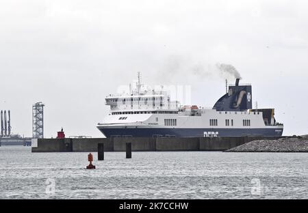 ©PHOTOPQR/VOIX DU NORD/Sébastien JARRY ; 03/01/2021 ; Loon-Plage. le 03/01/2021. Le groupe Danois DFDS ouvre une nouvelle ligne pour relier l'Irlande en ferry au départ de Dunkerque . Loon Plage, France, janvier 3rd 2021 le groupe danois DFDS ouvre une nouvelle ligne pour relier l'Irlande en ferry depuis Dunkerque Banque D'Images