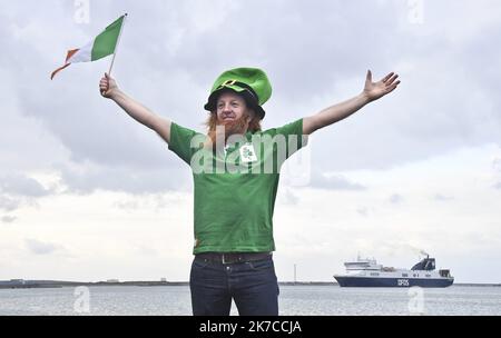 ©PHOTOPQR/VOIX DU NORD/Sébastien JARRY ; 03/01/2021 ; Loon-Plage. le 03/01/2021. Le groupe Danois DFDS ouvre une nouvelle ligne pour relier l'Irlande en ferry au départ de Dunkerque . Loon Plage, France, janvier 3rd 2021 le groupe danois DFDS ouvre une nouvelle ligne pour relier l'Irlande en ferry depuis Dunkerque Banque D'Images