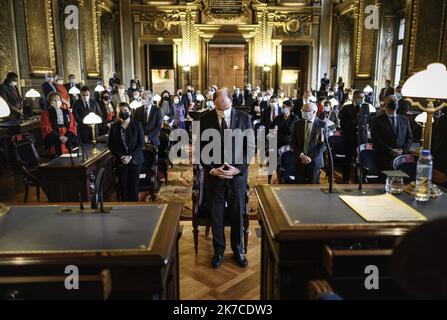 @ Pool/ ELIOT BLONDT/Maxppp, France,Paris, 2021/01/11 le Premier ministre français Jean Castex assiste à la cérémonie officielle de la première audience de l'année de la Cour de Cassation au palais de justice de Paris, sur 11 janvier 2021 Banque D'Images