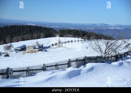 ©PHOTOPQR/LE PROGRES/Richard MOUILLUD - le Bessat 19/01/2021 - le 21/01/2021 neige à la Jasserie dans le parc du Pilat près du Bessat -neige à la Jasserie dans le parc du Pilat près du Bessat - 2021/01/21. Fortes chutes de neige en France. Banque D'Images