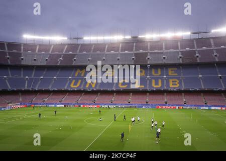 ©PHOTOPQR/LE PARISIEN/Fred Dugit ; Barcelone ; 15/02/2021 ; Sports Cam Nou (Barcelone), le 15 février 2021 entraînement du Paris Saint Germain à la voile du choc contre le Barca en 8e de finale aller de la ligue des champions photo LP / Fred Dugit - session d'entraînement PSG fév 15 2021 Banque D'Images