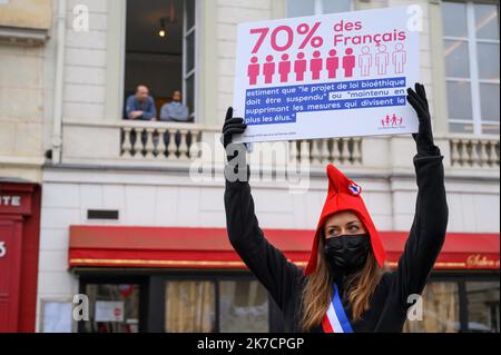 ©Julien Mattia / le Pictorium / MAXPPP - Julien Mattia / le Pictorium - 17/02/2021 - France / Ile-de-France / Paris - flash d'action des Mariannes de la Manif pour tous devant l'Assemblée nationale contre la PMA sans Père, le 18 Fevrier 2021 / 17/02/2021 - France / Ile-de-France (région) / Paris - Flash action des Mariannes de la Manif pour tous devant l'Assemblée nationale contre le PMA sans Père, 18 février 2021 Banque D'Images