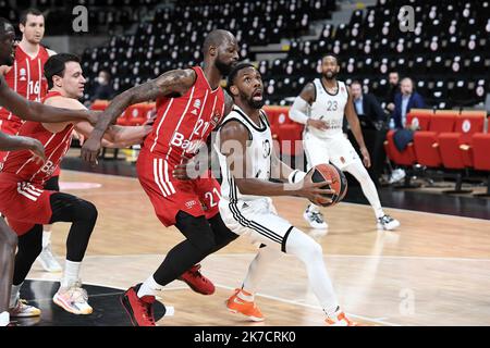 ©PHOTOPQR/LE PROGRES/Joël PHILIPPON - Villeurbanne 19/02/2021 - Asvel-Bayern Munich. Euroligue. 19 février 2021 -Norris Cole qui a monter la voie à son équipe dans le Money Time. Banque D'Images