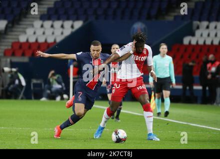 ©PHOTOPQR/LE PARISIEN/Fred Dugit ; PARIS 21/02/2021 PARC DES PRINCES football Ligue 1 PSG MONACO Banque D'Images