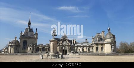 Â©Marine Chailloux/radio France/Maxppp - Marine Chailloux / radio France / Maxppp, 24/03/2021 le domaine de Chantilly (Oise) quasi vide, ferme au public - Chantilly, château de Loirs, France, mars 24th 2021 - lieu vide, pas de tourisme en raison de restrictions du Covid-19 Banque D'Images