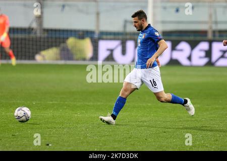 ©Laurent Lairys/MAXPPP - Alessandro Florenzi d'Italie lors de la coupe du monde de la FIFA 2022, qualificatifs du match de football du Groupe C entre l'Italie et l'Irlande du Nord sur 25 mars 2021 au stade Ennio Tardini à Parme, Italie - photo Laurent Lairys / Maxppp Banque D'Images