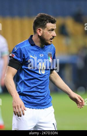 ©Laurent Lairys/MAXPPP - Alessandro Florenzi d'Italie lors de la coupe du monde de la FIFA 2022, qualificatifs du match de football du Groupe C entre l'Italie et l'Irlande du Nord sur 25 mars 2021 au stade Ennio Tardini à Parme, Italie - photo Laurent Lairys /Maxppp Banque D'Images