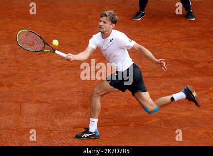 ©PHOTOPQR/NICE MATIN/Jean François Ottonello ; Monaco ; 14/04/2021 ; OTTONELLO JEAN-FRANÇOIS - mercredi 14 avril 2021, Rolex Monte-Carlo Masters à Roquebrune-Cap-Martin - deuxième tour - Goffin David (Bel) Banque D'Images