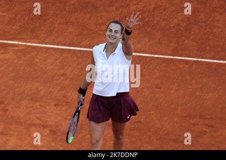 ©Laurent Lairys/MAXPPP - Aryna Sabalenka de Bielorusse pendant la Mutua Madrid Open 2021, Tournoi de tennis Masters 1000 sur 8 mai 2021 à la Caja Magica à Madrid, Espagne - photo Laurent Lairys / MAXPPP Banque D'Images