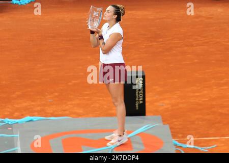 ©Laurent Lairys/MAXPPP - Aryna Sabalenka de Bielorusse pendant la Mutua Madrid Open 2021, Tournoi de tennis Masters 1000 sur 8 mai 2021 à la Caja Magica à Madrid, Espagne - photo Laurent Lairys / MAXPPP Banque D'Images