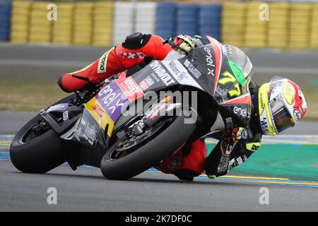 ©PHOTOPQR/Ouest FRANCE/Daniel FOURAY ; le Mans ; 14/05/2021 ; Sport . Motocyclisme . Vitesse . Championnat du monde . Grand prix de France moto . Le Mans . Catégorie MotoE . 77 . Dominique Aegerter . Dynavolt intact GP . Suisse . Photo Daniel Fouray . Banque D'Images