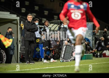 Aurélien Morissard / IP3; l'entraîneur du LOSC Lille Christophe GALTIER lors du championnat de France Ligue 1 entre le club sportif olympique de Lille (LOSC) et le club sportif de l'Ouest d'Angers (SCO d'Angers) sur 23 mai 2021 au stade Raymond KOPA à Angers, France. Banque D'Images