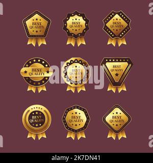Couronne d'or la plus haute qualité étiquettes collection icônes satisfaction garantie pour les clients vip peuvent résumer l'illustration à vecteur graphique isolé Illustration de Vecteur