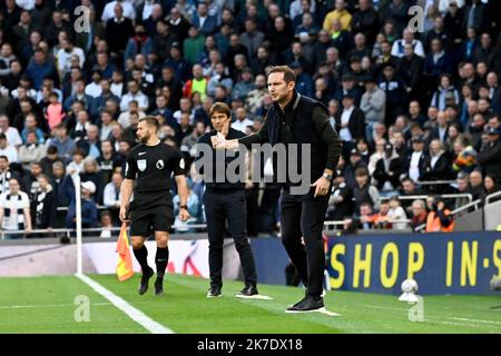 Frank Lampard , le Manager d'Everton pendant le match . Match de la première Ligue, Tottenham Hotspur v Everton au stade Tottenham Hotspur de Londres on Banque D'Images